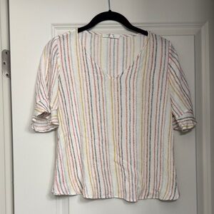 Beacon White Blouse with Colorful Stripes